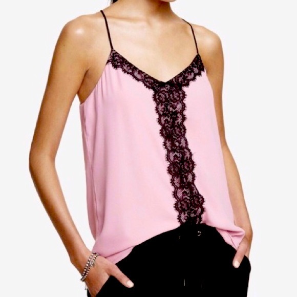 Express Tops - NWT Express Barcelona Lace Pink Chiffon Camisole